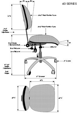 Chair Diagrams - Dimensions for Lab Chairs / TDI International